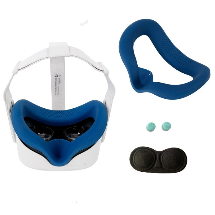 JD-391215 Suitable for Oculus Quest2 Generation VR Eye Mask Silicone Cover + Lens Cover Set(Navy blue) - VR Accessories by PMC TechLife | Online Shopping South Africa | PMC TechLife | Buy Now Pay Later Mobicred