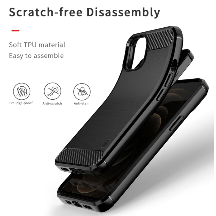 For iPhone 14 MOFI Gentleness Brushed Texture Carbon Fiber TPU Phone Case (Gray) - iPhone 14 Cases by MOFI | Online Shopping South Africa | PMC TechLife