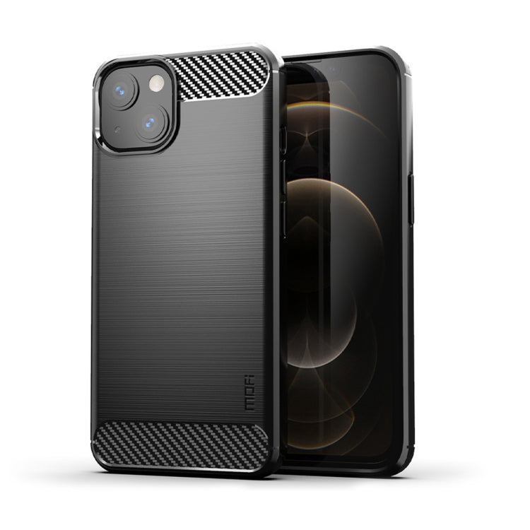 For iPhone 14 Plus MOFI Gentleness Brushed Texture Carbon Fiber TPU Phone Case  (Black) - iPhone 14 Plus Cases by MOFI | Online Shopping South Africa | PMC TechLife