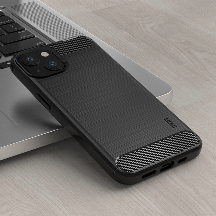 For iPhone 14 Plus MOFI Gentleness Brushed Texture Carbon Fiber TPU Phone Case  (Black) - iPhone 14 Plus Cases by MOFI | Online Shopping South Africa | PMC TechLife