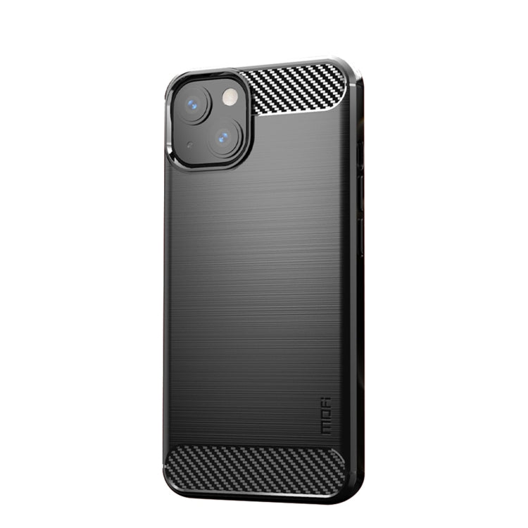 For iPhone 14 Plus MOFI Gentleness Brushed Texture Carbon Fiber TPU Phone Case  (Black) - iPhone 14 Plus Cases by MOFI | Online Shopping South Africa | PMC TechLife