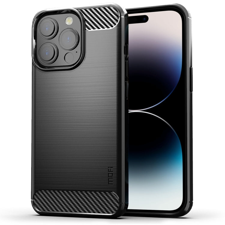 For iPhone 14 Pro Max MOFI Gentleness Brushed Texture Carbon Fiber TPU Phone Case (Black) - iPhone 14 Pro Max Cases by MOFI | Online Shopping South Africa | PMC TechLife | Buy Now Pay Later Mobicred