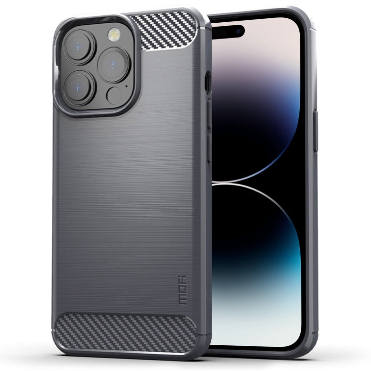 For iPhone 14 Pro Max MOFI Gentleness Brushed Texture Carbon Fiber TPU Phone Case (Gray) - iPhone 14 Pro Max Cases by MOFI | Online Shopping South Africa | PMC TechLife