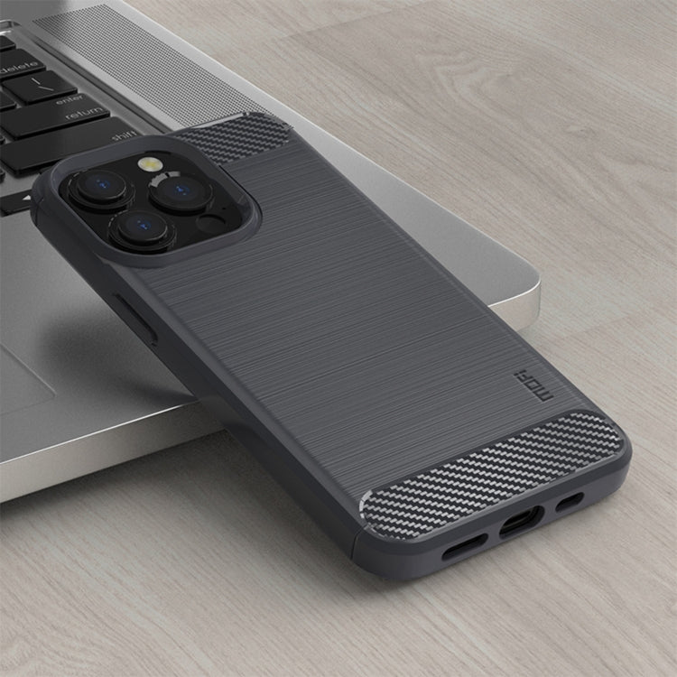 For iPhone 14 Pro Max MOFI Gentleness Brushed Texture Carbon Fiber TPU Phone Case (Gray) - iPhone 14 Pro Max Cases by MOFI | Online Shopping South Africa | PMC TechLife