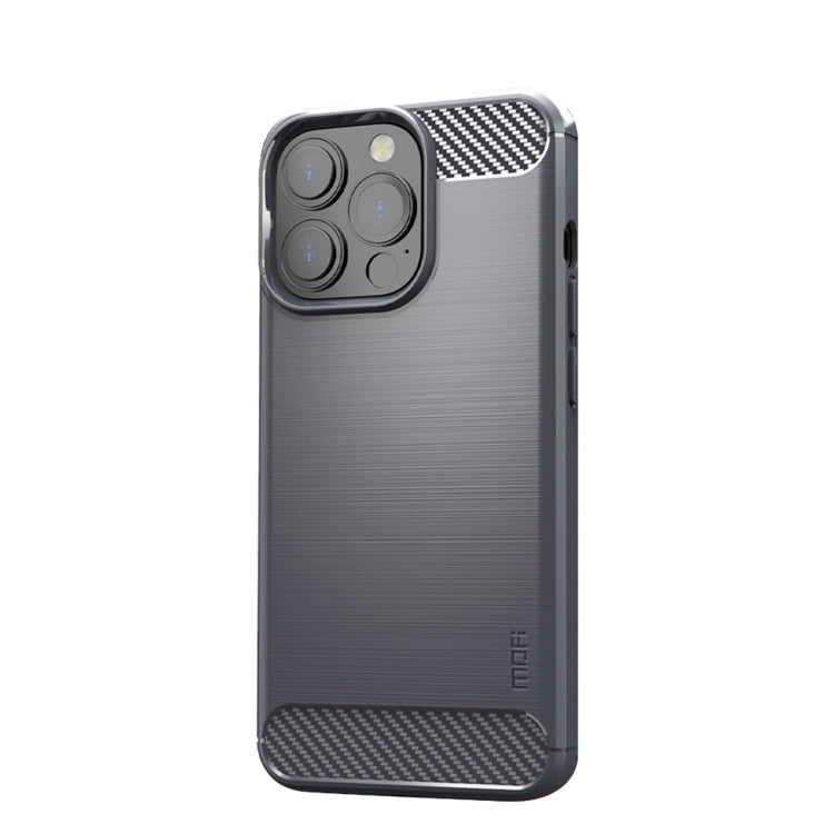 For iPhone 14 Pro Max MOFI Gentleness Brushed Texture Carbon Fiber TPU Phone Case (Gray) - iPhone 14 Pro Max Cases by MOFI | Online Shopping South Africa | PMC TechLife