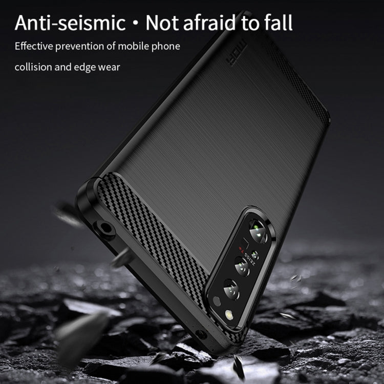 For Sony Xperia 1 IV MOFI Gentleness Series Brushed Texture Carbon Fiber Soft TPU Case(Blue) - Sony Cases by MOFI | Online Shopping South Africa | PMC TechLife | Buy Now Pay Later Mobicred