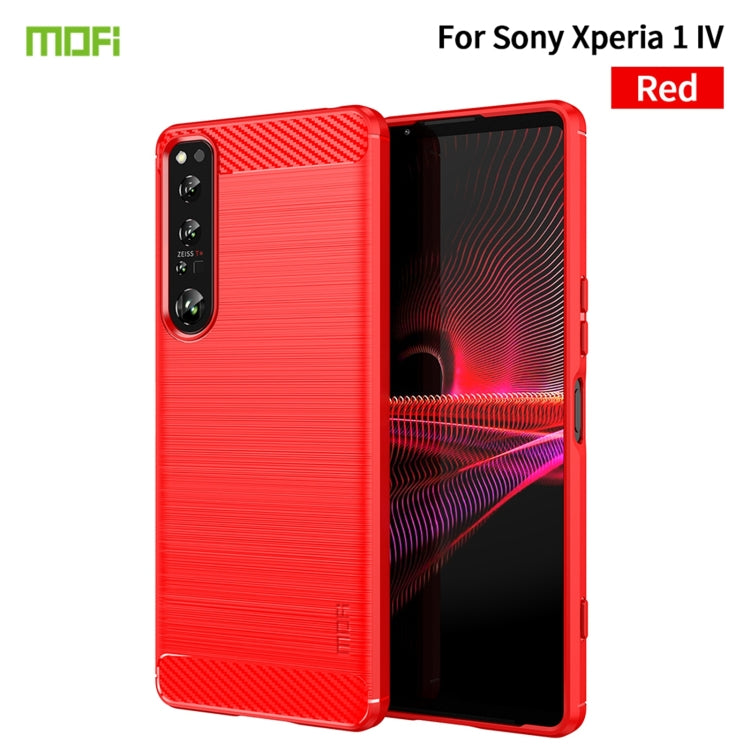 For Sony Xperia 1 IV MOFI Gentleness Series Brushed Texture Carbon Fiber Soft TPU Case(Red) - Sony Cases by MOFI | Online Shopping South Africa | PMC TechLife