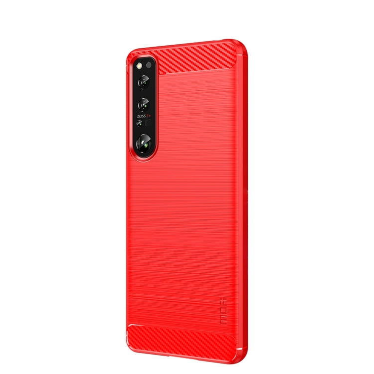 For Sony Xperia 1 IV MOFI Gentleness Series Brushed Texture Carbon Fiber Soft TPU Case(Red) - Sony Cases by MOFI | Online Shopping South Africa | PMC TechLife
