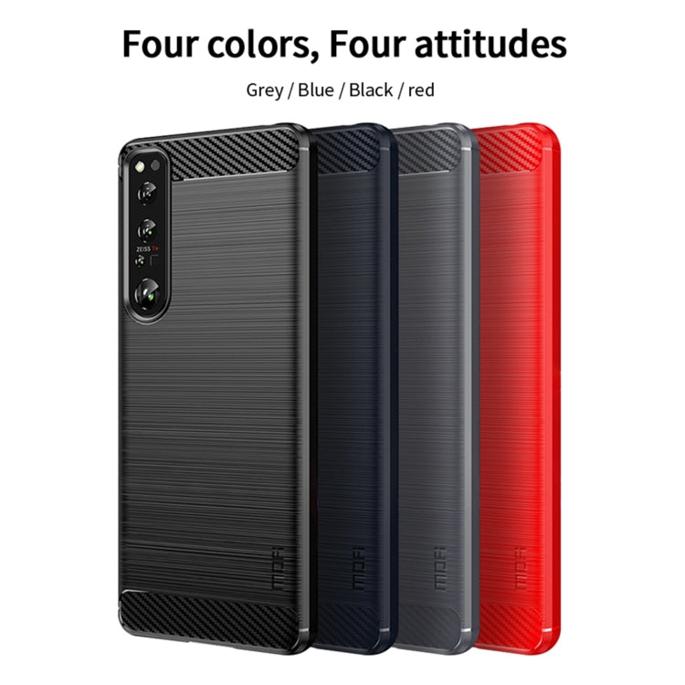 For Sony Xperia 1 IV MOFI Gentleness Series Brushed Texture Carbon Fiber Soft TPU Case(Red) - Sony Cases by MOFI | Online Shopping South Africa | PMC TechLife