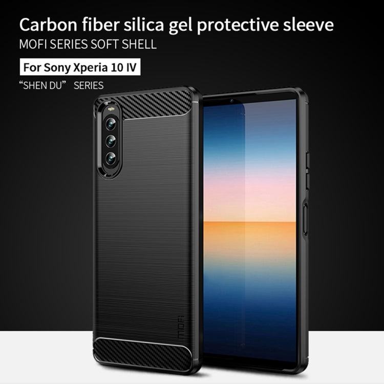 For Sony Xperia 10 IV MOFI Gentleness Series Brushed Texture Carbon Fiber Soft TPU Case(Blue) - Sony Cases by MOFI | Online Shopping South Africa | PMC TechLife