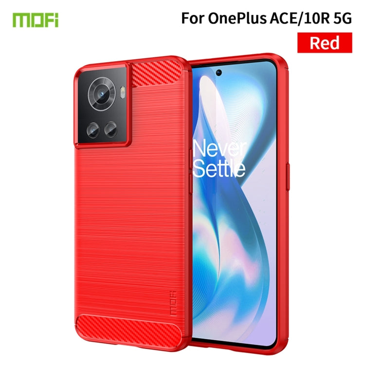For OnePlus Ace / 10R 5G MOFI Gentleness Series Brushed Texture Carbon Fiber Soft TPU Case(Red) - OnePlus Cases by MOFI | Online Shopping South Africa | PMC TechLife