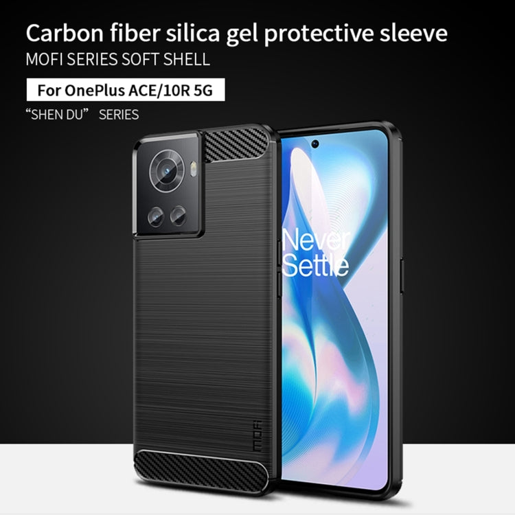 For OnePlus Ace / 10R 5G MOFI Gentleness Series Brushed Texture Carbon Fiber Soft TPU Case(Red) - OnePlus Cases by MOFI | Online Shopping South Africa | PMC TechLife