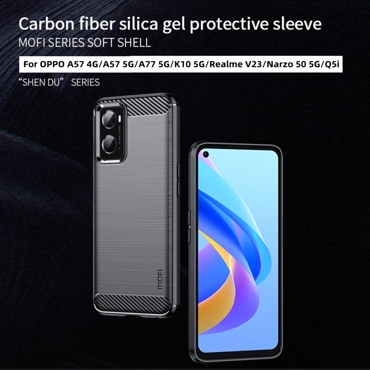 For OPPO A57 4G / A57 5G / A77 5G  MOFI Gentleness Series Brushed Texture Carbon Fiber Soft TPU Case(Red) -  by MOFI | Online Shopping South Africa | PMC TechLife