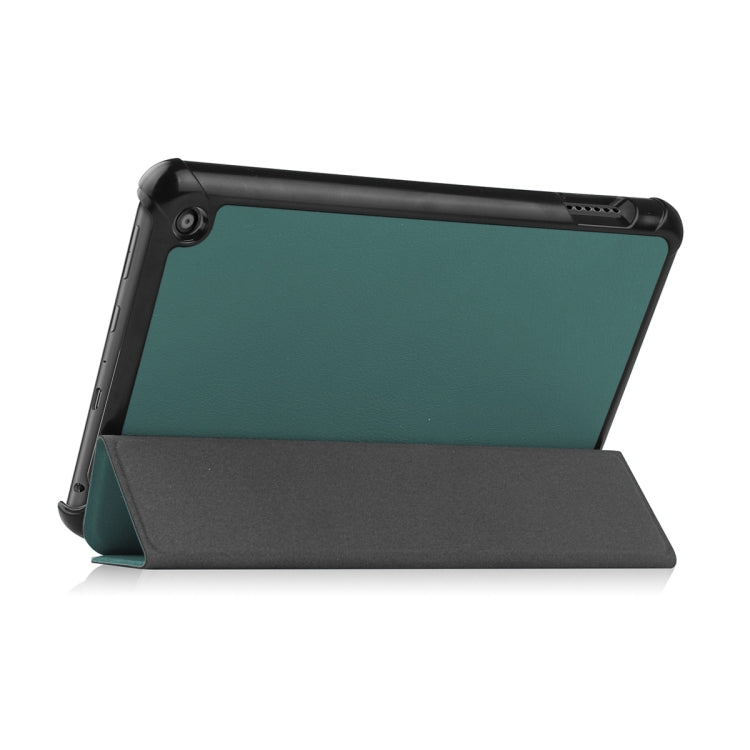 For Amazon Fire 7 12th 2022 ENKAY Smart Leather Tablet Case(Dark Green) - Amazon by ENKAY | Online Shopping South Africa | PMC TechLife | Buy Now Pay Later Mobicred