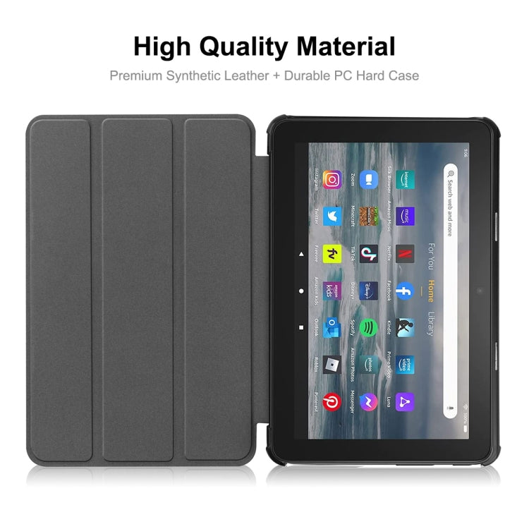 For Amazon Fire 7 12th 2022 ENKAY Smart Leather Tablet Case(Black) - Amazon by ENKAY | Online Shopping South Africa | PMC TechLife | Buy Now Pay Later Mobicred