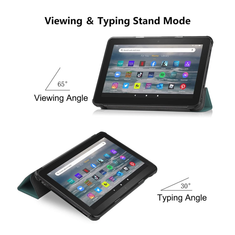 For Amazon Fire 7 12th 2022 ENKAY Smart Leather Tablet Case(Black) - Amazon by ENKAY | Online Shopping South Africa | PMC TechLife | Buy Now Pay Later Mobicred