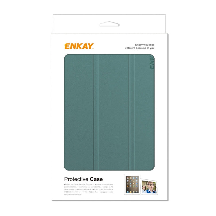 For Amazon Fire 7 12th 2022 ENKAY Smart Leather Tablet Case(Dark Green) - Amazon by ENKAY | Online Shopping South Africa | PMC TechLife | Buy Now Pay Later Mobicred