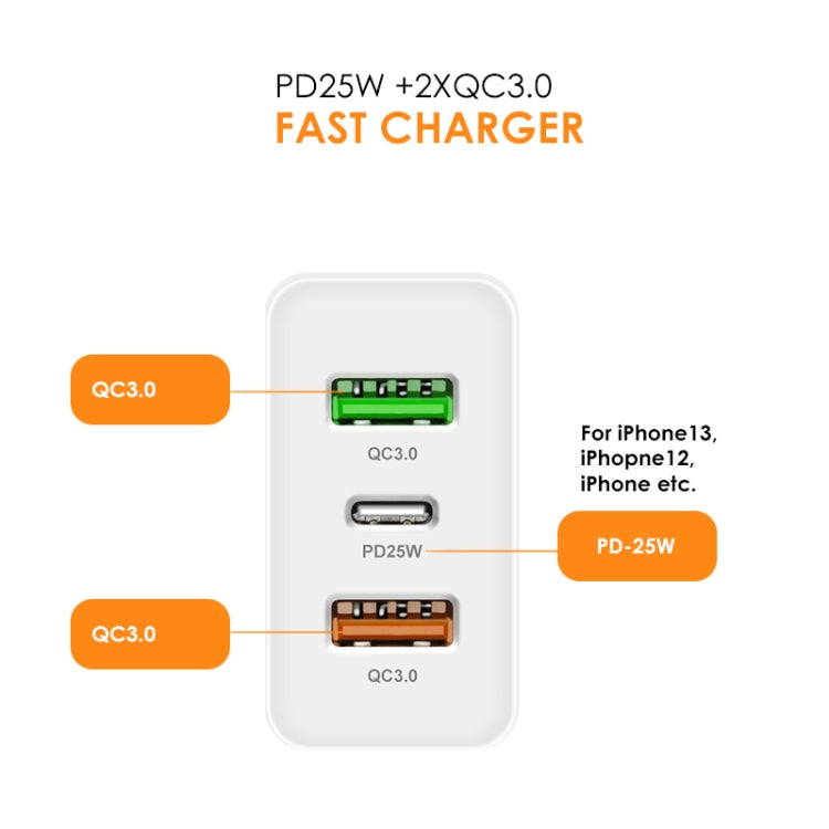 45W PD3.0 + 2 x QC3.0 USB Multi Port Charger with Type-C to 8 Pin Cable, US Plug(White) - free shipping - PMC Jewellery - Order now!