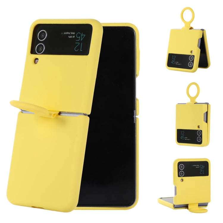 For Samsung Galaxy Flip 3 Silicone Integrated Ring Buckle Phone Case(Yellow) - Galaxy Phone Cases by PMC TechLife | Online Shopping South Africa | PMC TechLife