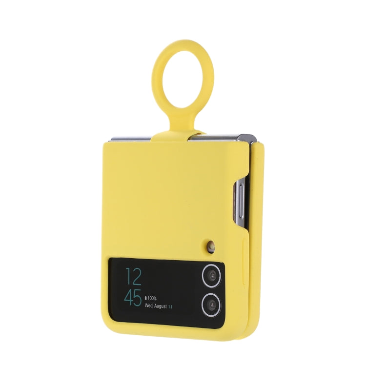 For Samsung Galaxy Flip 3 Silicone Integrated Ring Buckle Phone Case(Yellow) - Galaxy Phone Cases by PMC TechLife | Online Shopping South Africa | PMC TechLife