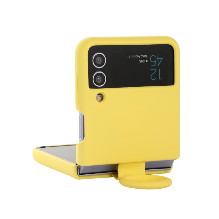 For Samsung Galaxy Flip 3 Silicone Integrated Ring Buckle Phone Case(Yellow) - Galaxy Phone Cases by PMC TechLife | Online Shopping South Africa | PMC TechLife