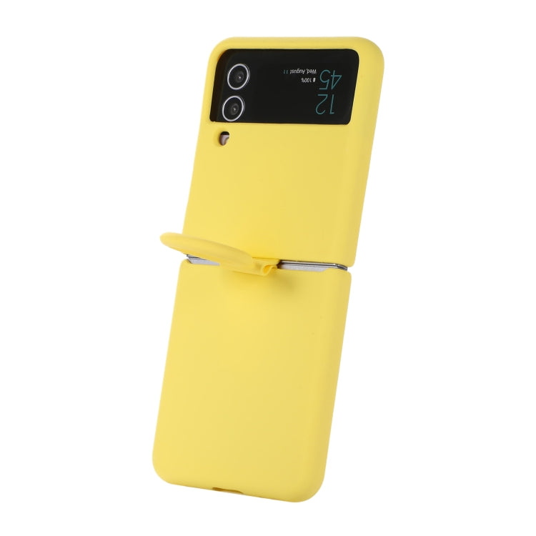 For Samsung Galaxy Flip 3 Silicone Integrated Ring Buckle Phone Case(Yellow) - Galaxy Phone Cases by PMC TechLife | Online Shopping South Africa | PMC TechLife