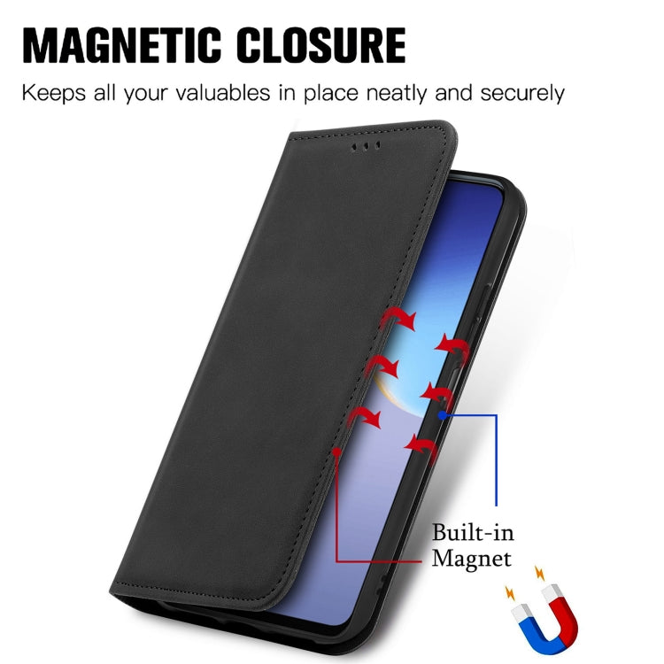 For Tecno Camon 19 Retro Skin Feel Magnetic Leather Phone Case(Black) - Tecno Cases by PMC TechLife | Online Shopping South Africa | PMC TechLife