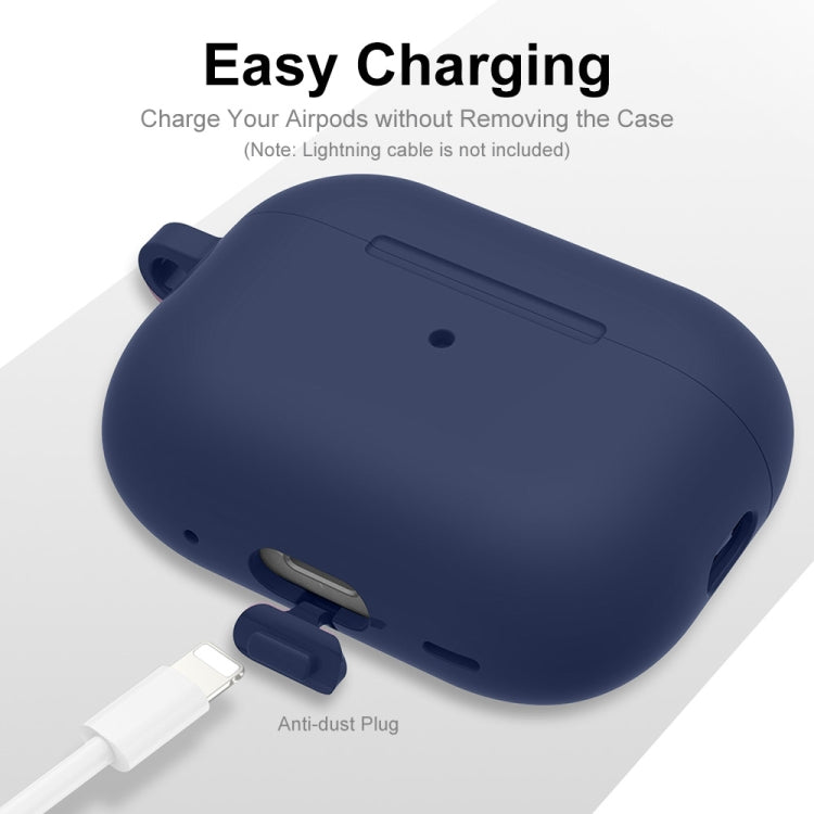 For Apple AirPods Pro 2 2022 ENKAY Thickened Silicone Protective Case with Keychain(Dark Blue) - free shipping - PMC Jewellery - Order now!