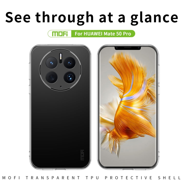 For Huawei Mate 50 Pro MOFI Ming Series Ultra-thin TPU Phone Case(Transparent) - Huawei Cases by MOFI | Online Shopping South Africa | PMC TechLife | Buy Now Pay Later Mobicred
