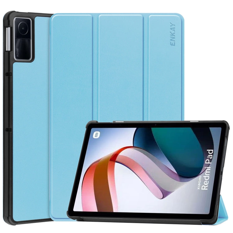 For Xiaomi Redmi Pad 10.61 inch ENKAY Tri-fold Custer Texture Leather Stand Smart Case(Light Blue) - free shipping - PMc TechLife - Order now!