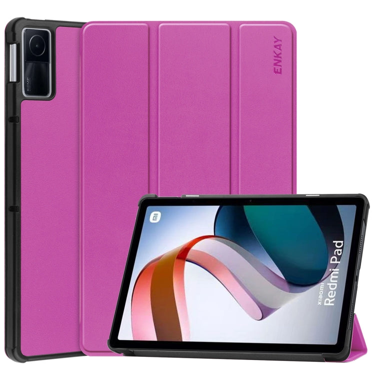 For Xiaomi Redmi Pad 10.61 inch ENKAY Tri-fold Custer Texture Leather Stand Smart Case(Purple) - free shipping - PMc TechLife - Order now!