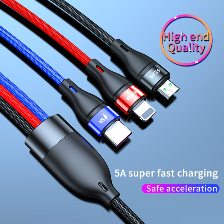 40W 5A USB to Micro USB + USB-C / Type-C + 8 Pin Fast Charging Cable, Cable Length: 2m - Multifunction Cable by PMC Jewellery | Online Shopping South Africa | PMC Jewellery | Buy Now Pay Later Mobicred