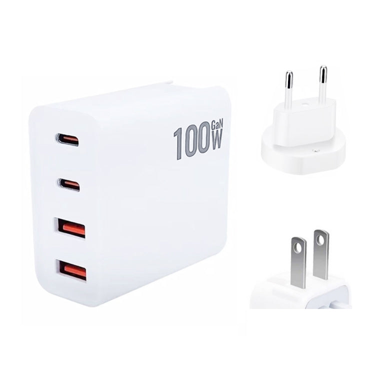GaN 100W Dual USB + Dual USB-C/Type-C Multi Port Charger for Apple MacBook Series US / EU Plug - Cable & Adapter by PMC Jewellery | Online Shopping South Africa | PMC Jewellery | Buy Now Pay Later Mobicred