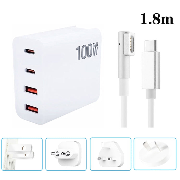 GaN 100W Dual USB+Dual USB-C/Type-C Multi Port Charger with  1.8m Type-C to MagSafe 1 / L Header Data Cable US / EU / UK / AU Plug - free shipping - PMC Jewellery - Order now!
