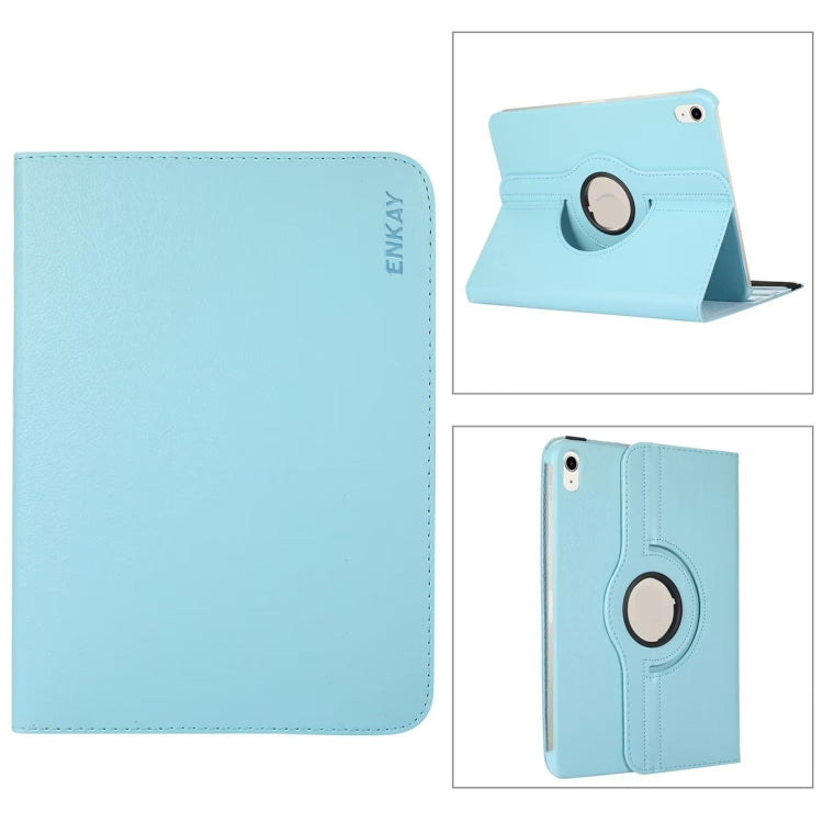 For iPad 2025 / 2022 ENKAY Hat-Prince 360 Degree Rotation Litchi Leather Smart Tablet Case(Light Blue) - free shipping - PMc TechLife - Order now!