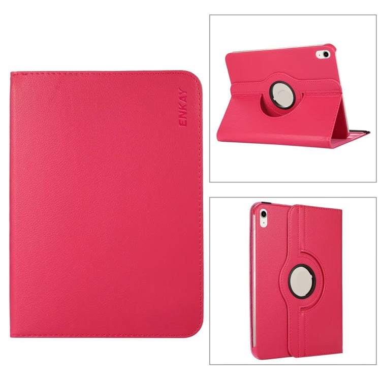 For iPad 2025 / 2022 ENKAY Hat-Prince 360 Degree Rotation Litchi Leather Smart Tablet Case(Rose) - free shipping - PMc TechLife - Order now!