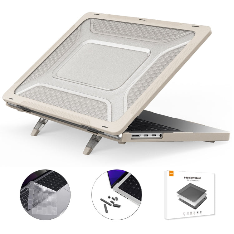 For MacBook Pro 14.2 A2442/A2779 2023 ENKAY Hat-Prince 3 in 1 Protective Bracket  Case Cover Hard Shell with TPU Keyboard Film / Anti-dust Plugs, Version:US(Khaki) - free shipping - PMC Jewellery - Order now!