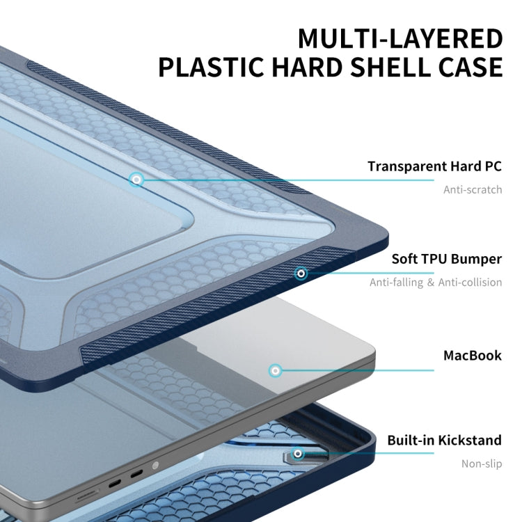 For MacBook Pro 14.2 A2442/A2779 2023 ENKAY Hat-Prince 3 in 1 Protective Bracket  Case Cover Hard Shell with TPU Keyboard Film / Anti-dust Plugs, Version:US(Blue) - free shipping - PMC Jewellery - Order now!
