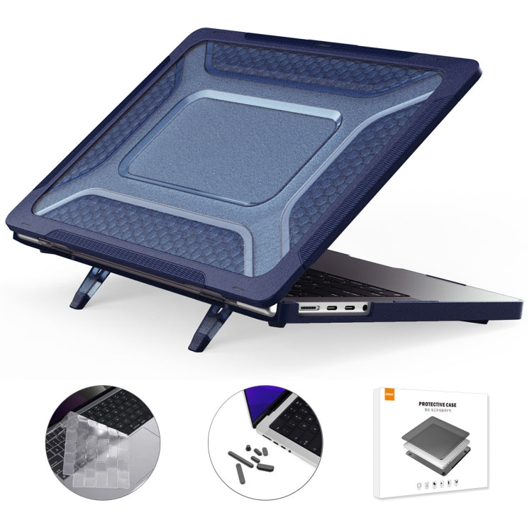 For MacBook Pro 14.2 A2442/A2779 2023 ENKAY Hat-Prince 3 in 1 Protective Bracket  Case Cover Hard Shell with TPU Keyboard Film / Anti-dust Plugs, Version:EU(Blue) - free shipping - PMC Jewellery - Order now!