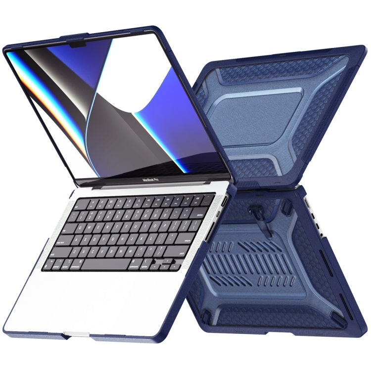For MacBook Pro 14.2 A2442/A2779 2023 ENKAY Hat-Prince 3 in 1 Protective Bracket  Case Cover Hard Shell with TPU Keyboard Film / Anti-dust Plugs, Version:EU(Blue) - free shipping - PMC Jewellery - Order now!