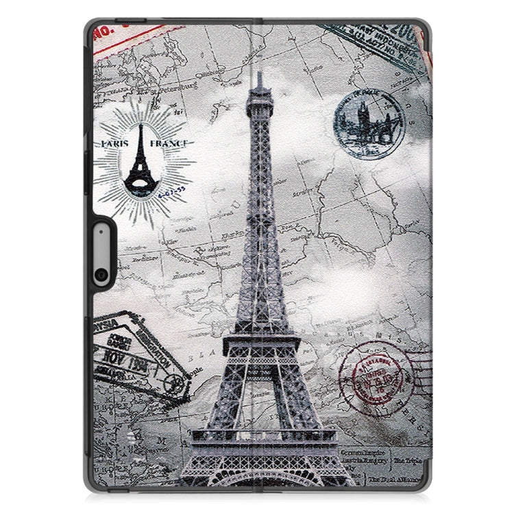 For Microsoft Surface Pro 9 / 10 / 11 JUNSUNMAY Custer Painted Stand Leather Tablet Case(Retro Tower) - free shipping - PMC Jewellery - Order now!