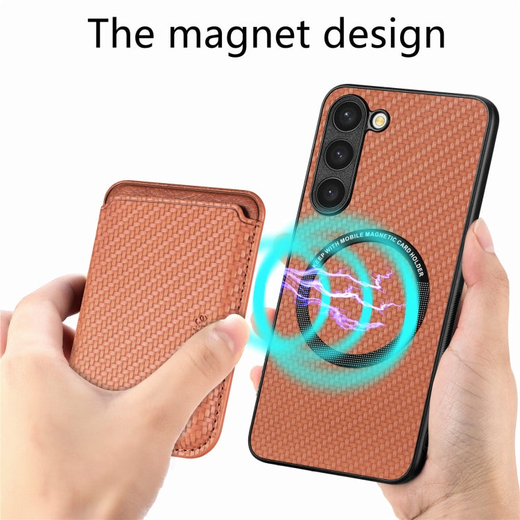 For Samsung Galaxy S23+ 5G Carbon Fiber Leather Card Magsafe Case(Brown) - free shipping - PMC TechLife - Order now!