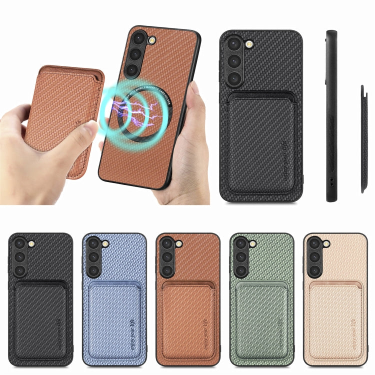 For Samsung Galaxy S23+ 5G Carbon Fiber Leather Card Magsafe Case(Brown) - free shipping - PMC TechLife - Order now!