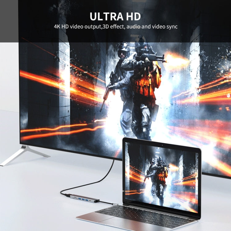 ENKAY Hat-Prince 7 in 1 Type-C to 4K HDMI Docking Station Adapter PD Quick Charge Hub SD/TF Card Reader - free shipping - PMC Jewellery - Order now!