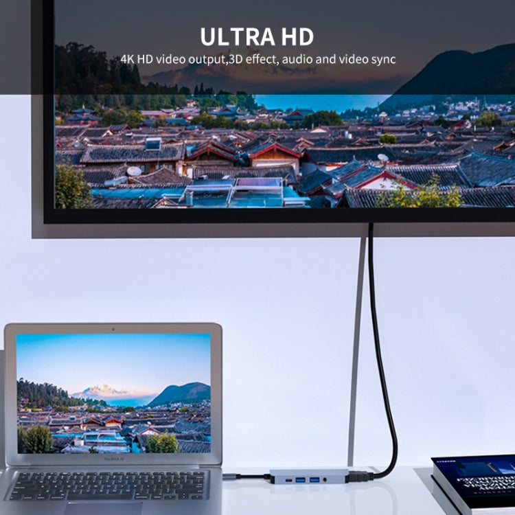 ENKAY Hat-Prince 5 in 1 Type-C Hub 4K HDMI Converter Docking Station 3.5mm Audio Jack Adapter - free shipping - PMC Jewellery - Order now!