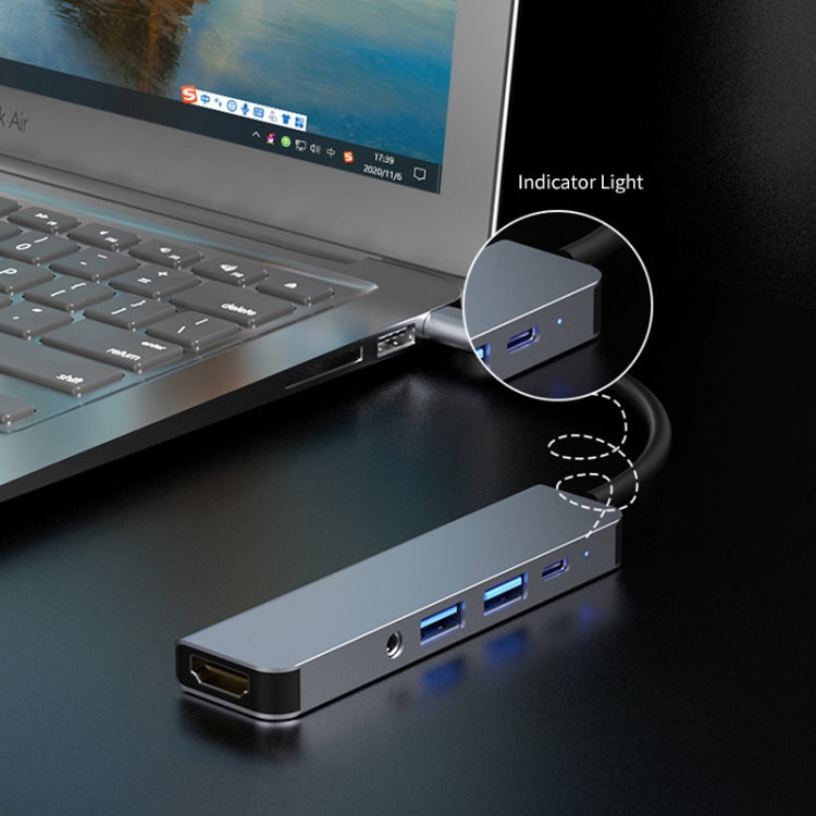 ENKAY Hat-Prince 5 in 1 Type-C Hub 4K HDMI Converter Docking Station 3.5mm Audio Jack Adapter - free shipping - PMC Jewellery - Order now!