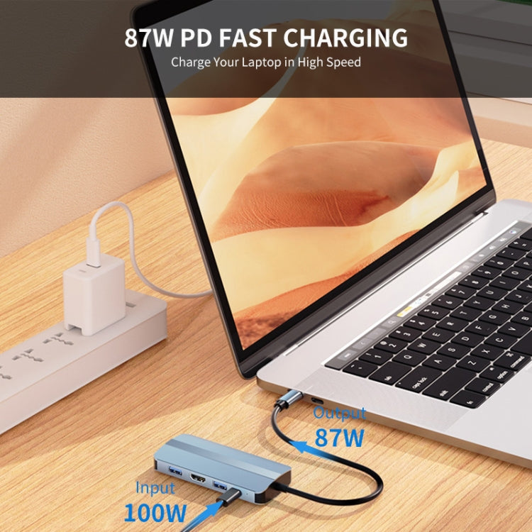 JUNSUNMAY 8 in 1 Type-C to 4K HDMI + RJ45 Ethernet Hub Docking Station Adapter - USB HUB by JUNSUNMAY | Online Shopping South Africa | PMC Jewellery | Buy Now Pay Later Mobicred