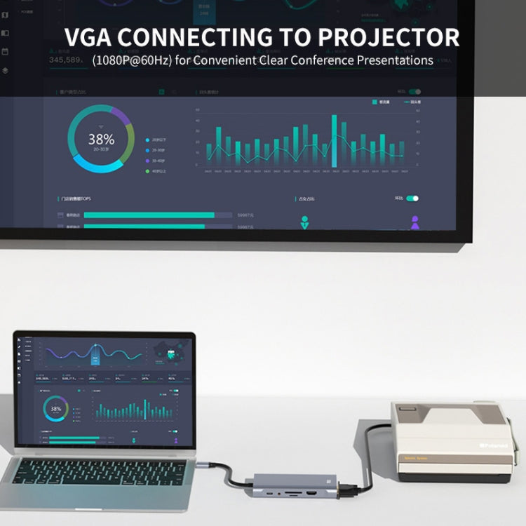 JUNSUNMAY 11 in 1 Type-C to 4K HDMI + VGA +RJ45 Docking Station Adapter PD Quick Charge Hub - free shipping - PMC Jewellery - Order now!