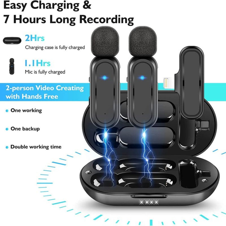 One by Two Wireless Lavalier Microphone Wireless Noise Reduction Microphone with Charging Case, Port: 8 Pin - Microphone by PMC TechLife | Online Shopping South Africa | PMC TechLife | Buy Now Pay Later Mobicred