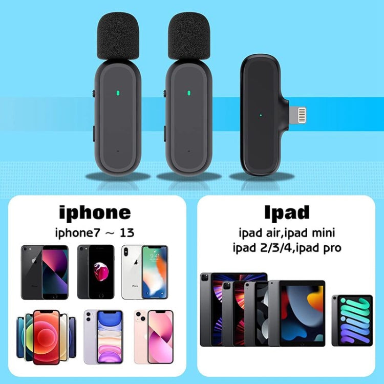 One by Two Wireless Lavalier Microphone Wireless Noise Reduction Microphone with Charging Case, Port: 8 Pin - Microphone by PMC TechLife | Online Shopping South Africa | PMC TechLife | Buy Now Pay Later Mobicred